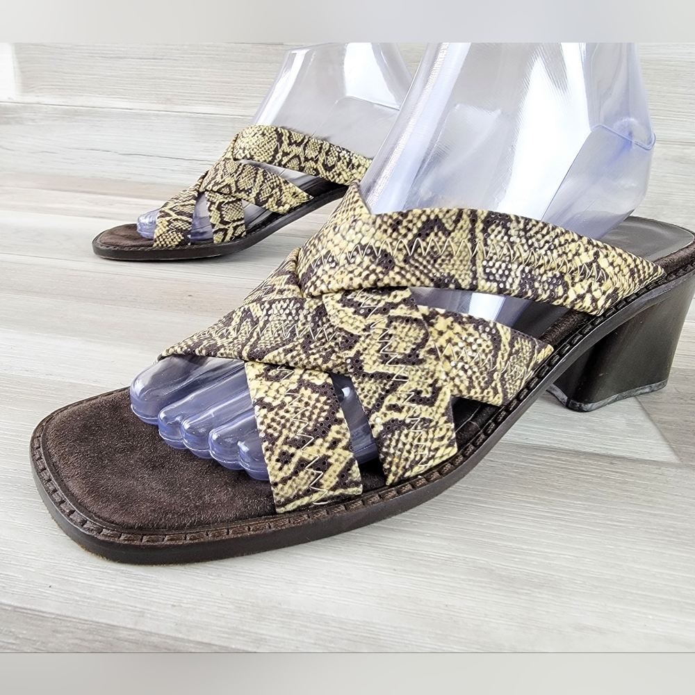 Vintage Donald Pliner Snakeskin Mule Sandals Women's Size 8.5